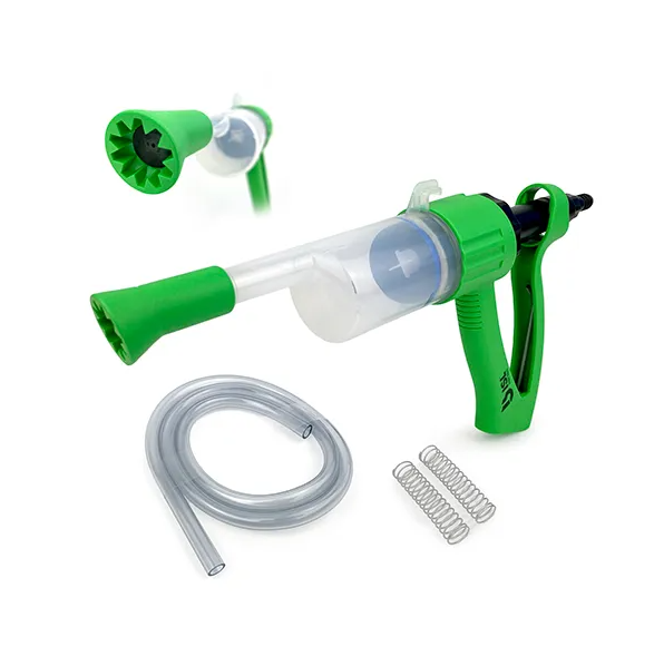Ezi Squeeze pour-on applicator 70ml green cattle dosing gun with hose and springs