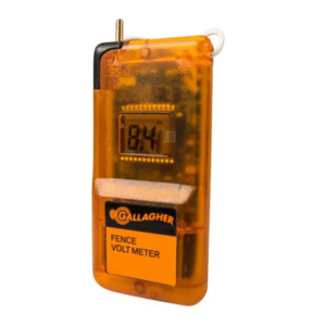 Gallagher G50331 Fence Volt Meter displaying voltage reading on digital screen
