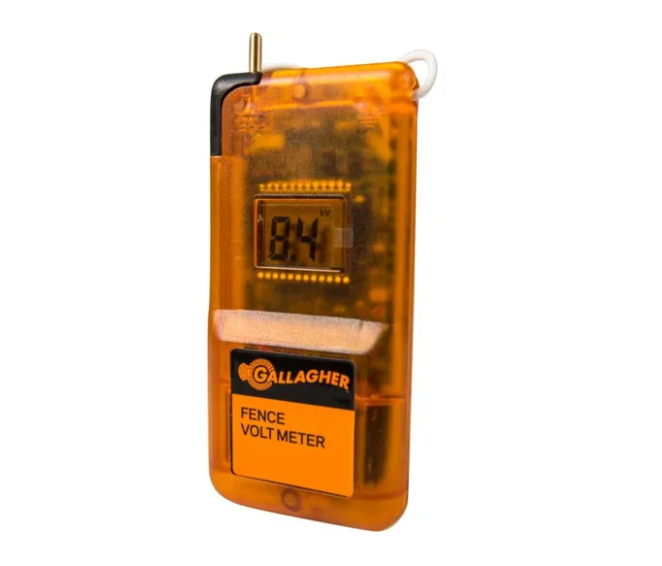 Gallagher G50331 Fence Volt Meter displaying voltage reading on digital screen