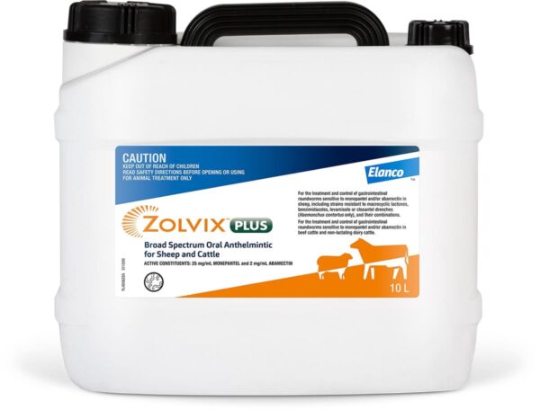 Zolvix Plus for Sheep 10L – effective broad-spectrum drench for parasite control in sheep.