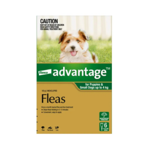Elanco Advantage for Puppies and Small Dogs up to 4kg 6 pack spot-on flea treatment box