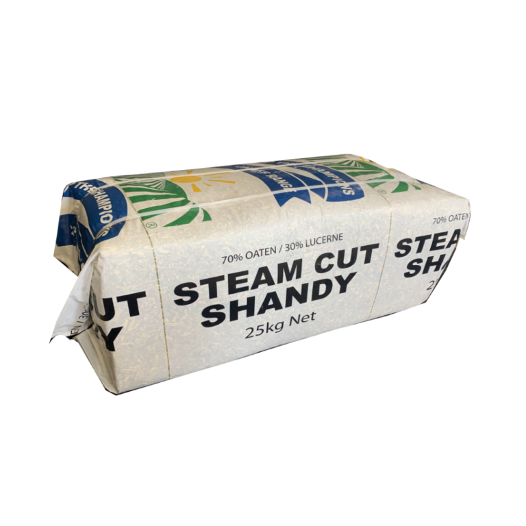 Western Hay Shandy Chaff 25kg bag, high-fibre feed for horses and livestock.