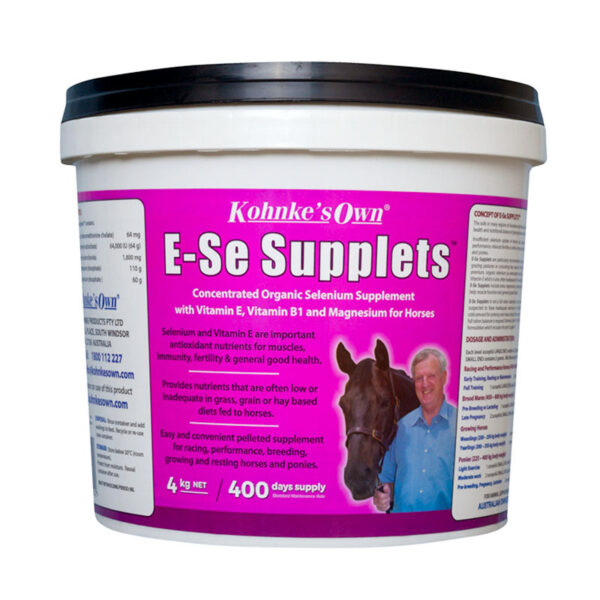 Kohnke's Own E-SE Supplement 4kg – Organic selenium supplement for horses, supporting muscle function, fertility, and overall health.