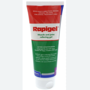 Rapigel 200g muscle and joint relieving gel in a blue and white tube