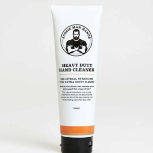 Aussie Man Hands Heavy Duty Hand Cleaner 250ml bottle with rugged design, ideal for removing grease and grime.
