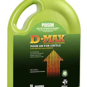 Abbey D-MAX Cattle Pour-On 5L bottle – doramectin parasite treatment for cattle
