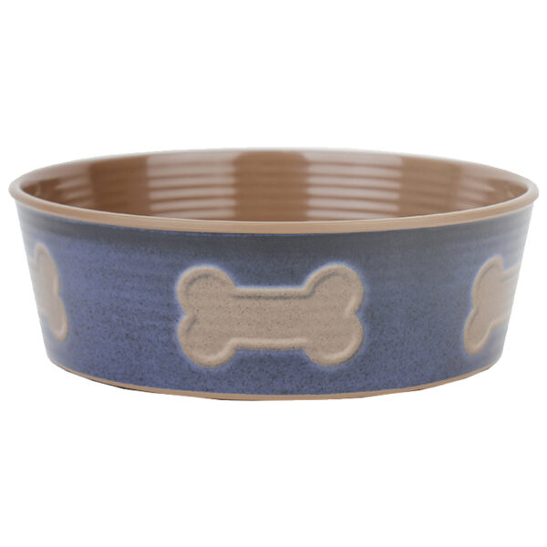 Barkley & Bella Bone Bowl Indigo Large – stylish melamine pet bowl with non-slip base