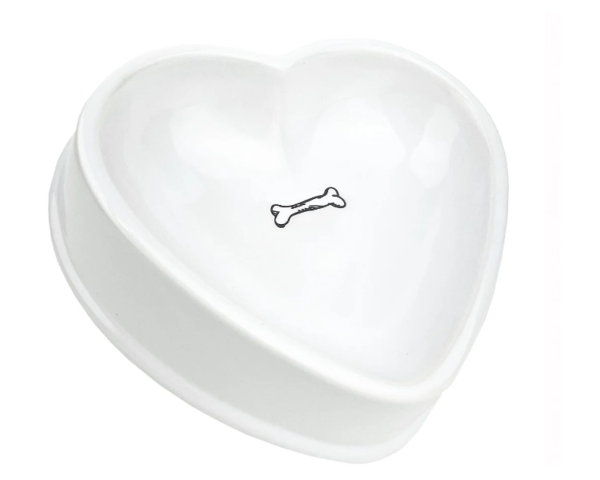 Barkley & Bella Heart Dog Bowl – ceramic pet bowl in a heart shape, suitable for food or water.