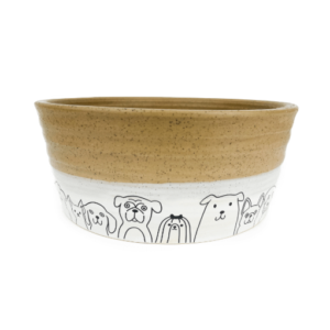 Barkley & Bella Pooch Ceramic Bowl Large in black and white, designed for medium to large dogs.