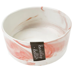 Barkley & Bella Zen Bowl Marble Pink – Elegant ceramic dog bowl with a porcelain matte finish