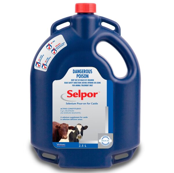 Virbac Selpor 2.5L selenium supplement pour-on for cattle