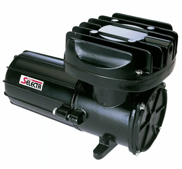 Selecta 12V Foam Marker Compressor with compact design and outlet fitting for spray marking systems.