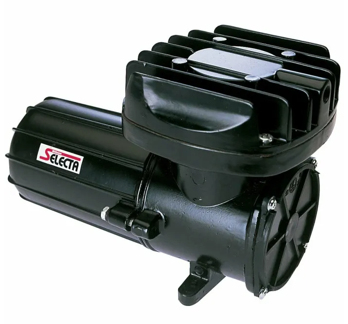 Selecta 12V Foam Marker Compressor with compact design and outlet fitting for spray marking systems.