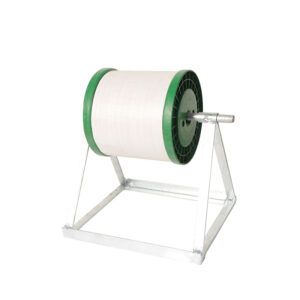 Nemtek Reel Holder with electric fencing wire spool, made of galvanised steel.