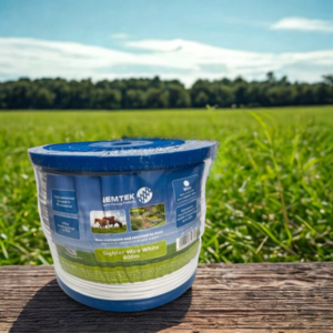 Nemtek Sighter Wire in white, 4mm thickness, 600-metre roll for electric fencing.