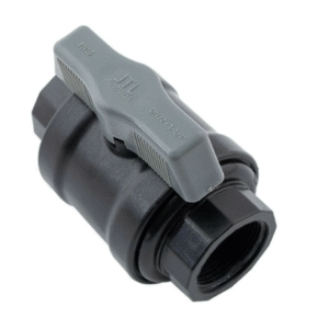 1-1/4 inch JTL Polypropylene Multi-Purpose Ball Valve with blue handle.