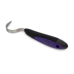 Bainbridge Supreme Hoof Pick in purple and black with ergonomic handle and brush