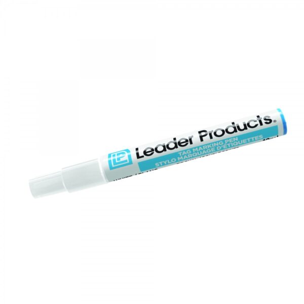 Leader Marking Pen in white with broad tip, designed for livestock tag marking.