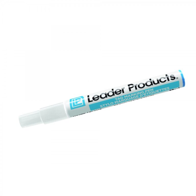 Leader Marking Pen in white with broad tip, designed for livestock tag marking.