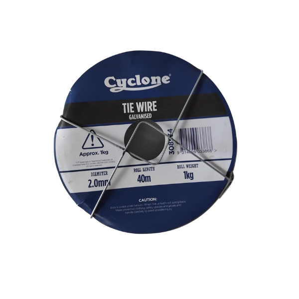 Cyclone Tie Wire 2mm x 40m - 1kg spool, durable fencing wire.