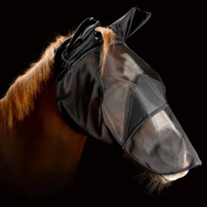 Bainbridge black mesh fly mask with ear and nose protection for horses