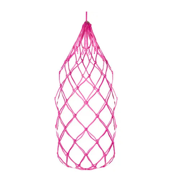 Hot pink Bainbridge large nylon hay net with drawstring