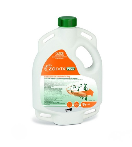 Elanco Zolvix Plus 1L sheep drench bottle for parasite control