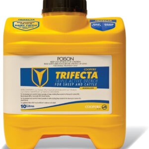 Trifecta Drench for Sheep and Cattle 10L container for broad-spectrum parasite control