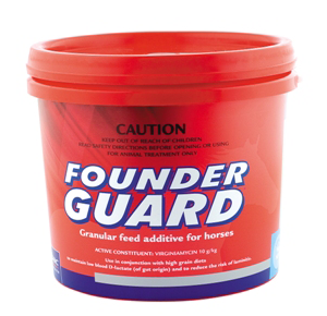 Founderguard granular feed additive 1kg bucket for horses laminitis prevention