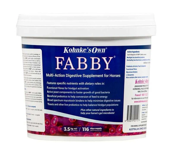 FABBY horse gut supplement probiotic and prebiotic pellets for equine digestive health