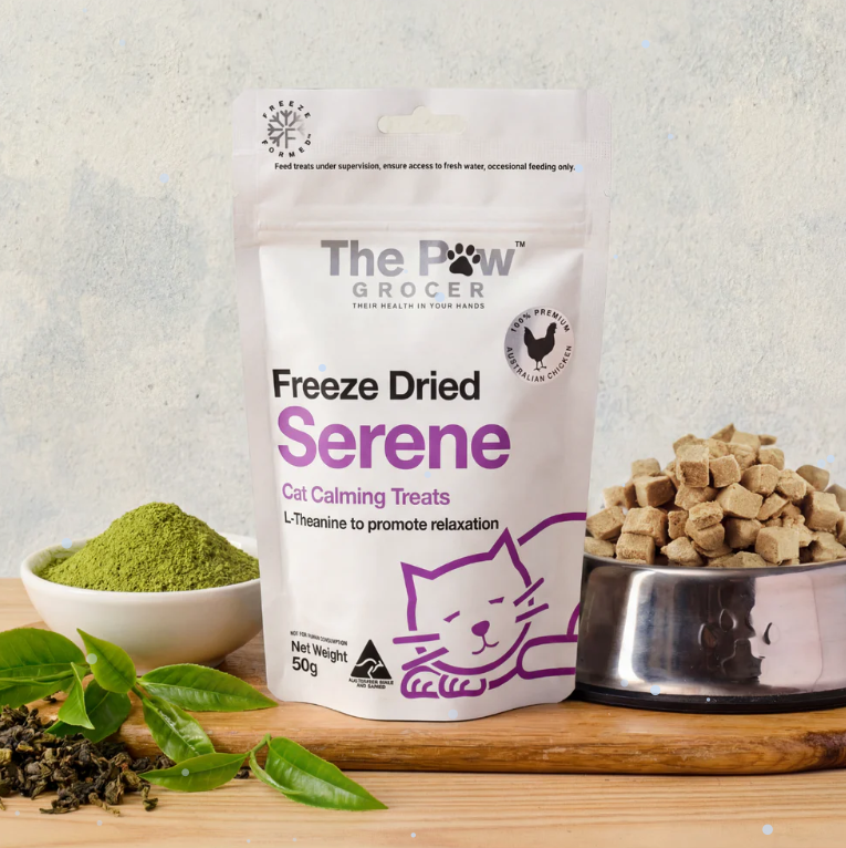 The Paw Grocer Serene cat calming treats 50g freeze dried chicken with L-Theanine